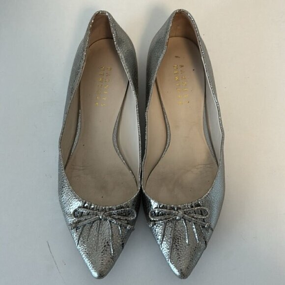Barney’s New York bronze metallic leather pointed ballet flats w/ bow size 7.5 - Picture 3 of 9